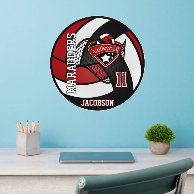 Personalized - Volleyball - Dark Red Wall Decal (Home Office 2)