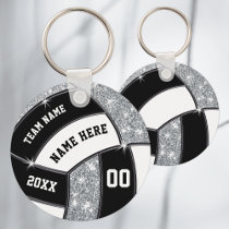 Personalized Volleyball Gift Ideas, Black, White Keychain