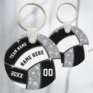 Personalized Volleyball Gift Ideas, Black, White Keychain at Zazzle