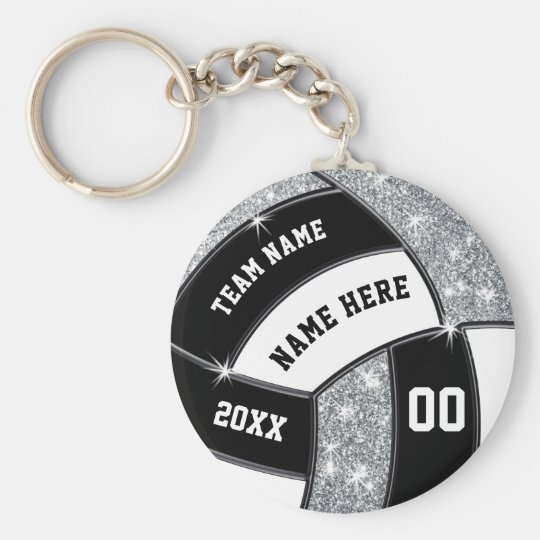 Personalized Volleyball Gift Ideas, Black, White Keychain