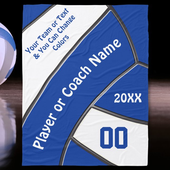 Personalized Volleyball Gifts for Players or Coach Fleece Blanket (Volleyball Fleece Blanket. Gift ideas for Volleyball Coaches. Gifts for Volleyball Seniors. Blue.)