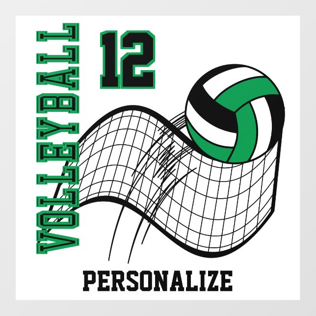 Personalized - Volleyball - Green, Black, White  Wall Decal (Front)