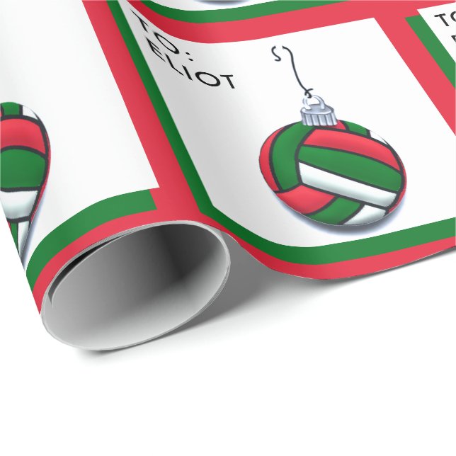 Personalized Volleyball Holiday Gift Wrapping Paper (Roll Corner)