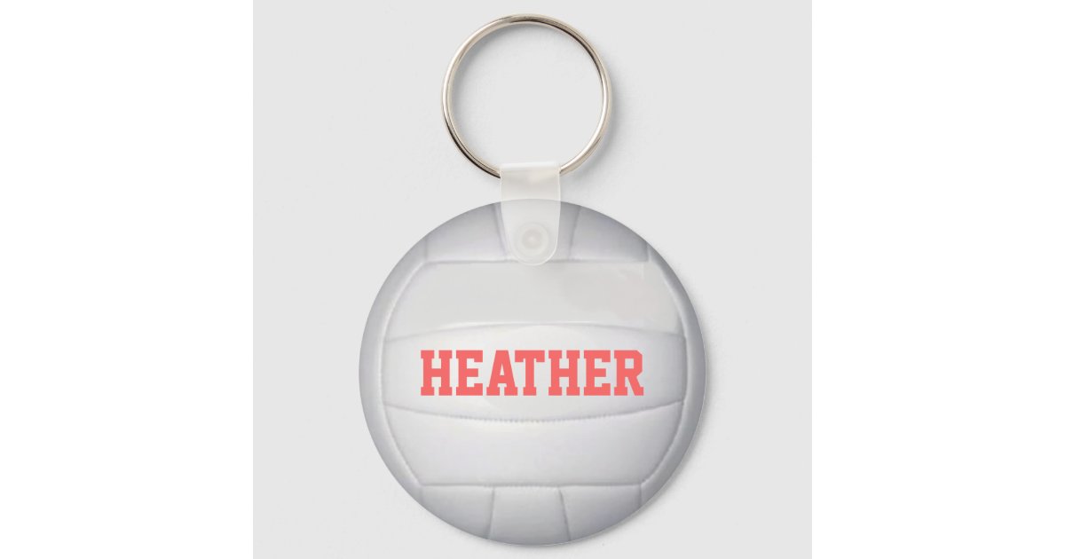 Blue, White and Black Volleyball - Customize Keychain, Zazzle