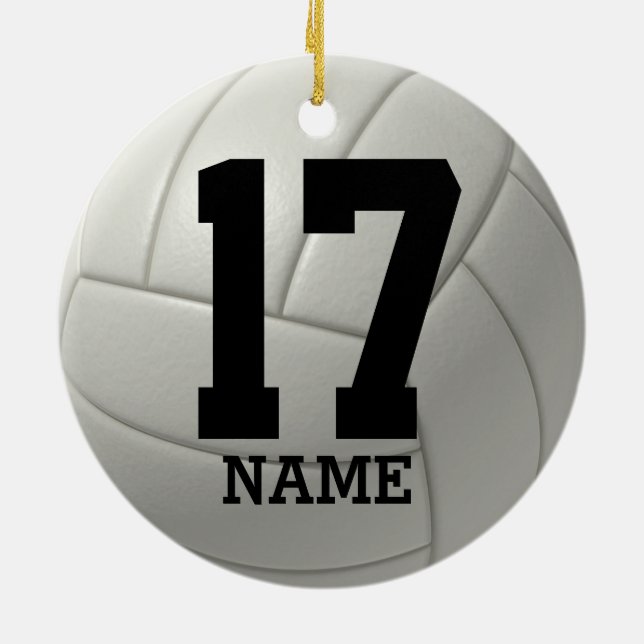 Personalized Volleyball (name and team number) Ceramic Ornament (Back)