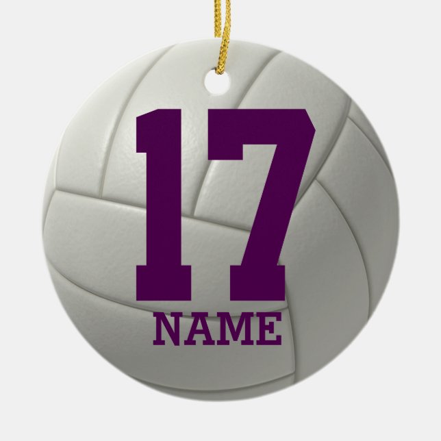 Personalized Volleyball (name and team number) Ceramic Ornament (Front)