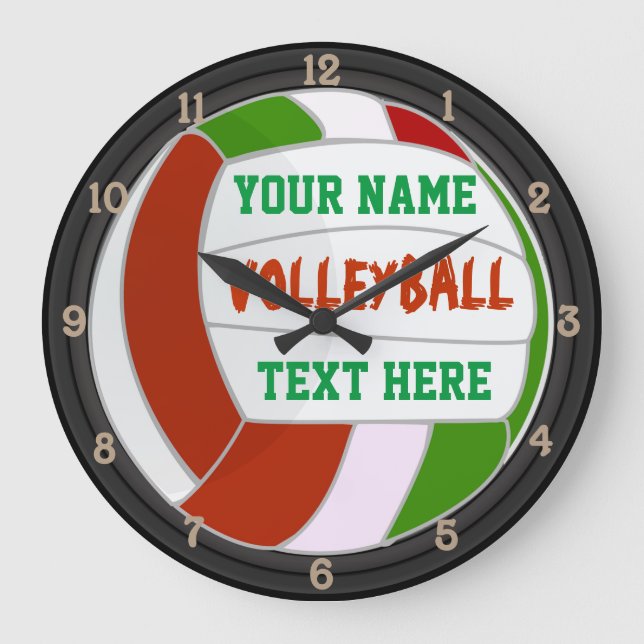 Personalized Volleyball Name and Text Large Clock (Front)