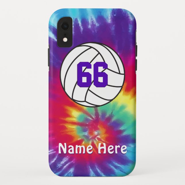 Personalized Volleyball Phone Case Tie Dye Design (Back)