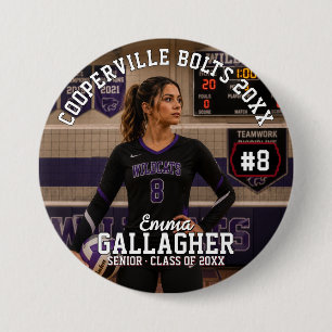 Personalized Volleyball Photo Button