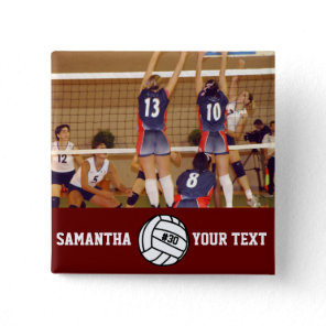 Personalized Volleyball Photo Name Team # Button
