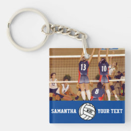 Personalized Volleyball Photo Name Team # Keychain