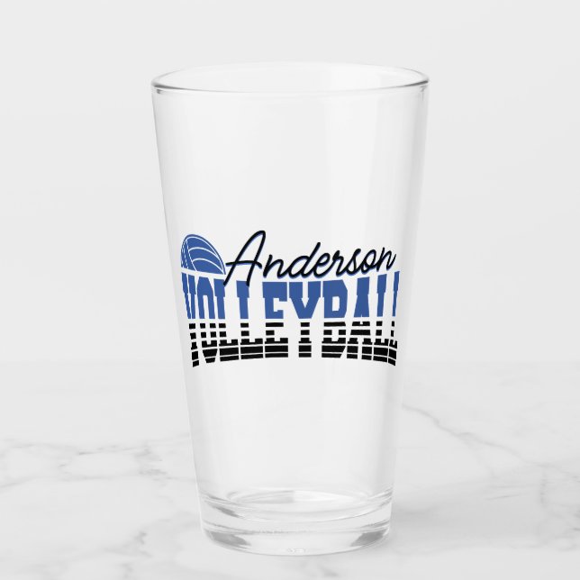 Personalized Volleyball Player ADD NAME Team Champ Glass (Front)