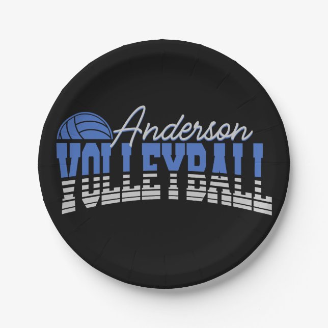 Personalized Volleyball Player ADD NAME Team Champ Paper Plates (Front)
