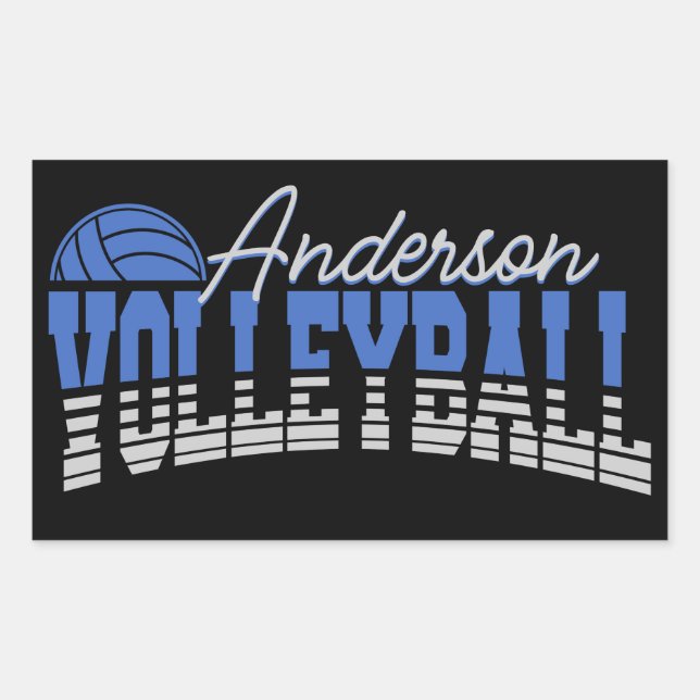 Personalized Volleyball Player ADD NAME Team Champ Rectangular Sticker (Front)