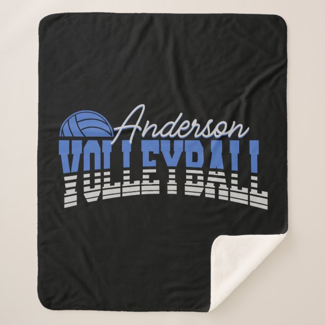 Personalized Volleyball Player ADD NAME Team Champ Sherpa Blanket (Front)
