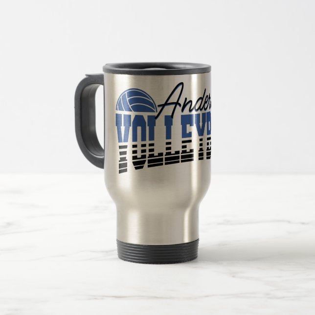 Personalized Volleyball Player ADD NAME Team Champ Travel Mug (Front Left)