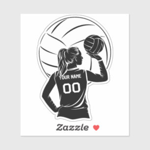 Personalized Volleyball Player Custom Name & Numbe Sticker