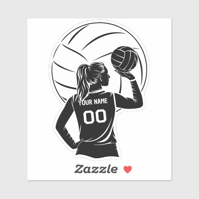 Personalized Volleyball Player Custom Name & Numbe Sticker (Sheet)