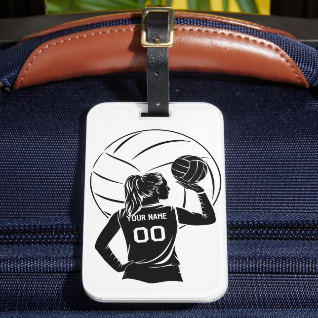 Personalized Volleyball Player Custom Name, Number Luggage Tag (Front Insitu 2)
