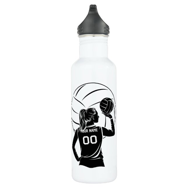 Personalized Volleyball Player Custom Name, Number Stainless Steel Water Bottle (Right)