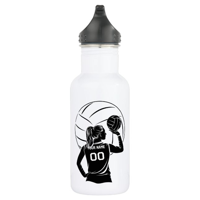 Personalized Volleyball Player Custom Name, Number Stainless Steel Water Bottle (Right)