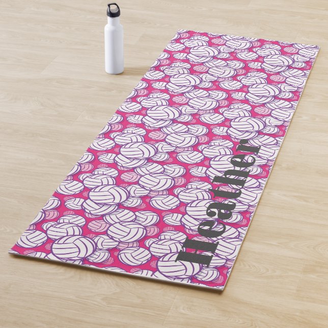 Personalized Volleyball Player Gift Pink Monogram Yoga Mat (In Situ)