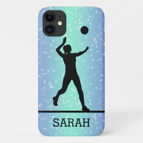 Personalized Volleyball Player Girl Sparkle iPhone 11 Case