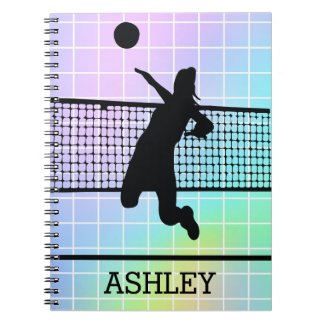 Personalized Volleyball Player Net Colorful Notebook