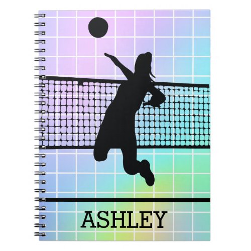 Personalized Volleyball Player Net Colorful Notebook