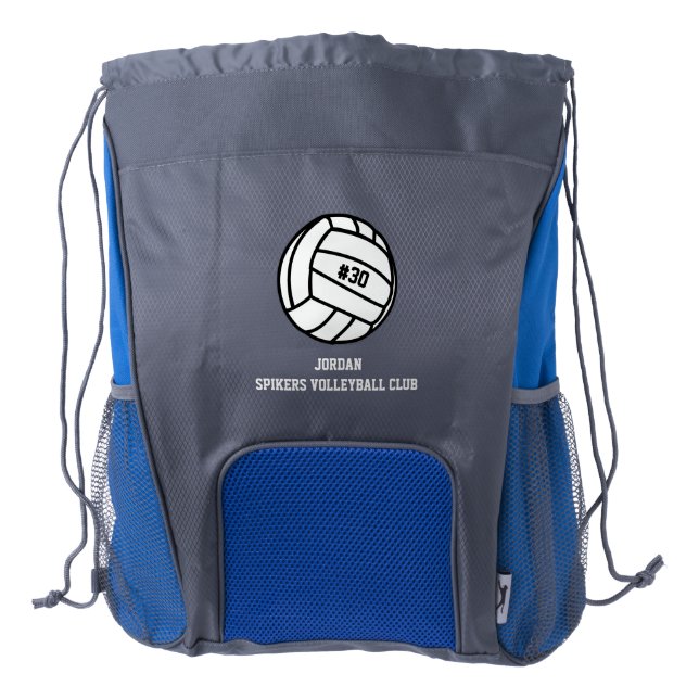 Personalized Volleyball Player Number, Name, Team Drawstring Backpack (Front)