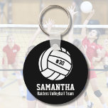 Personalized Volleyball Player Number, Name, Team Keychain<br><div class="desc">This personalized Volleyball design features a black and white volleyball with your favorite player's number, name and team name. Change the background color to match your team colors - just click on customize and then the small eye dropper. This makes a great memory keepsake gift for Volleyball players, coaches and...</div>