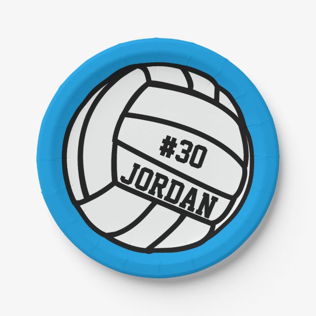 Personalized Volleyball Player Number, Name, Team Paper Plates (Front)
