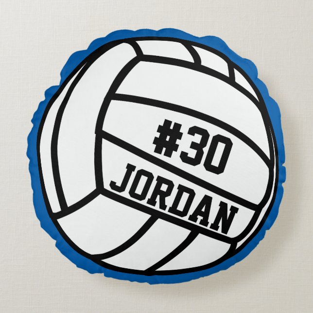 Personalized Volleyball Player Number, Name, Team Round Pillow (Front)