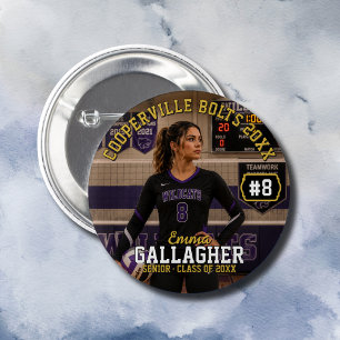 Personalized Volleyball Player Photo Button