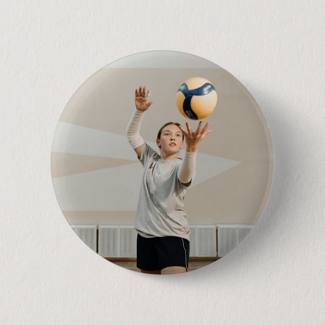 Personalized Volleyball Player Photo Sport Button (Front)