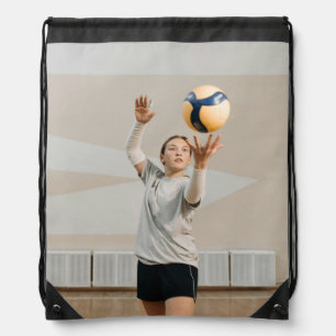 Personalized Volleyball Player Photo Sport Drawstring Bag