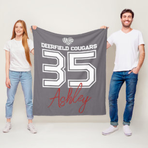 Personalized Volleyball Player School Colors Fleece Blanket