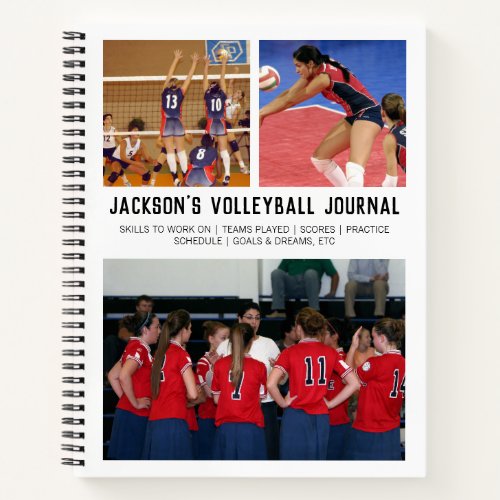 Personalized Volleyball Player Team Photo Collage Notebook