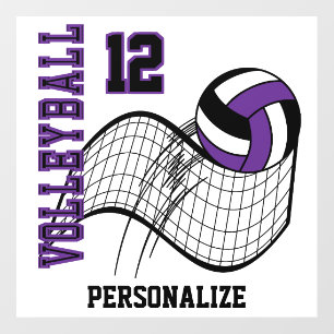 Personalized - Volleyball - Purple, Black, White   Wall Decal