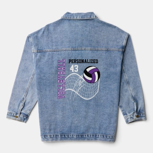 Personalized Volleyball _ Purple Denim Jacket