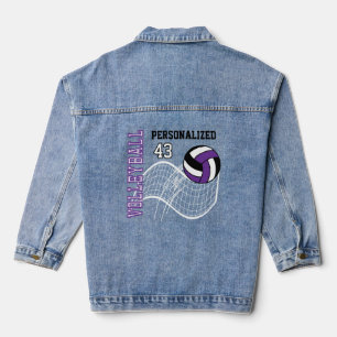 Personalized Volleyball - Purple Denim Jacket