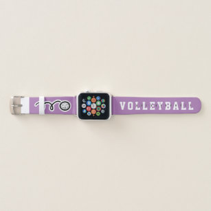 Personalized volleyball sports logo lavender pink apple watch band