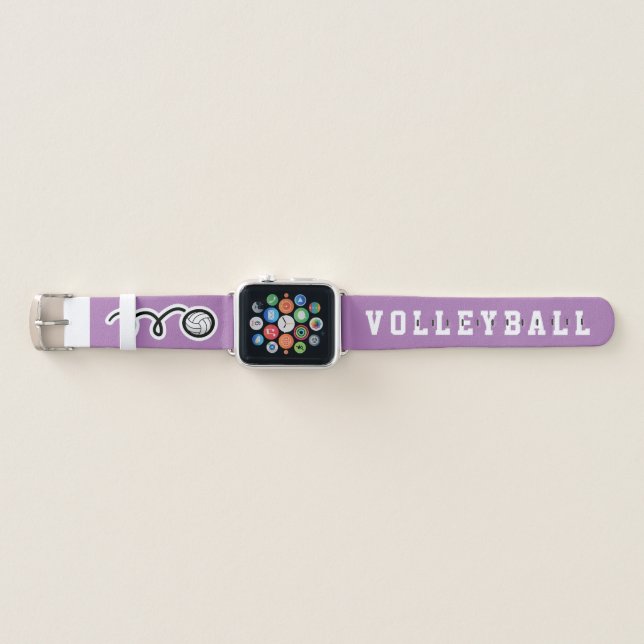 Personalized volleyball sports logo lavender pink apple watch band (Front)