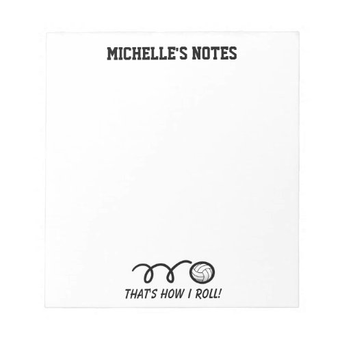 Personalized volleyball sports memo writing notepad