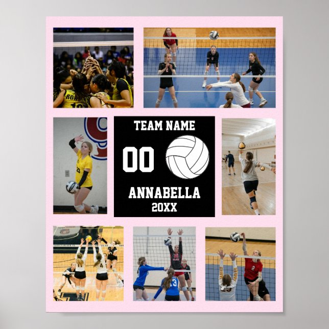 Personalized Volleyball Team Girls Photo Collage Poster (Front)