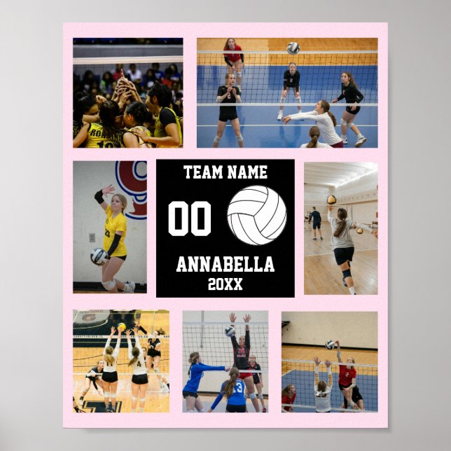 Personalized Volleyball Team Girls Photo Collage Poster (Front)