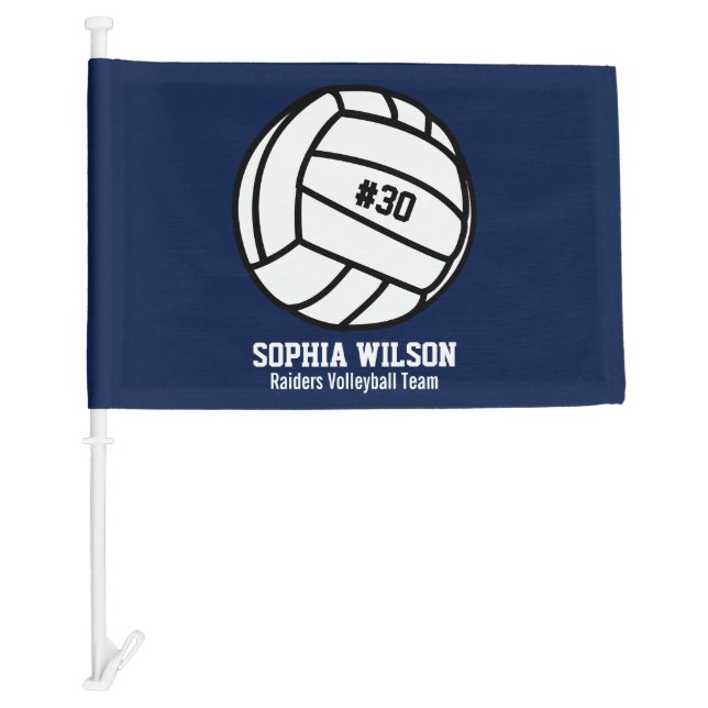 Personalized Volleyball Team, Player Name & Number Car Flag (Front)