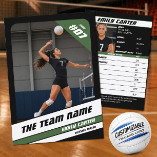 Personalized Volleyball Trading Card Black Green
