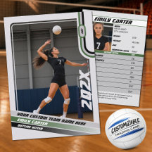 Personalized Volleyball Trading Card Green Grey