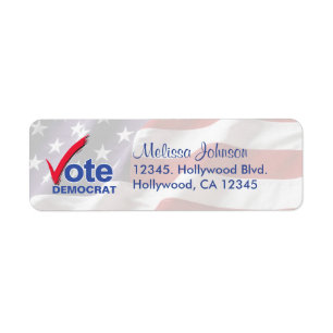 Personalized Vote Democrat Return Address Labels